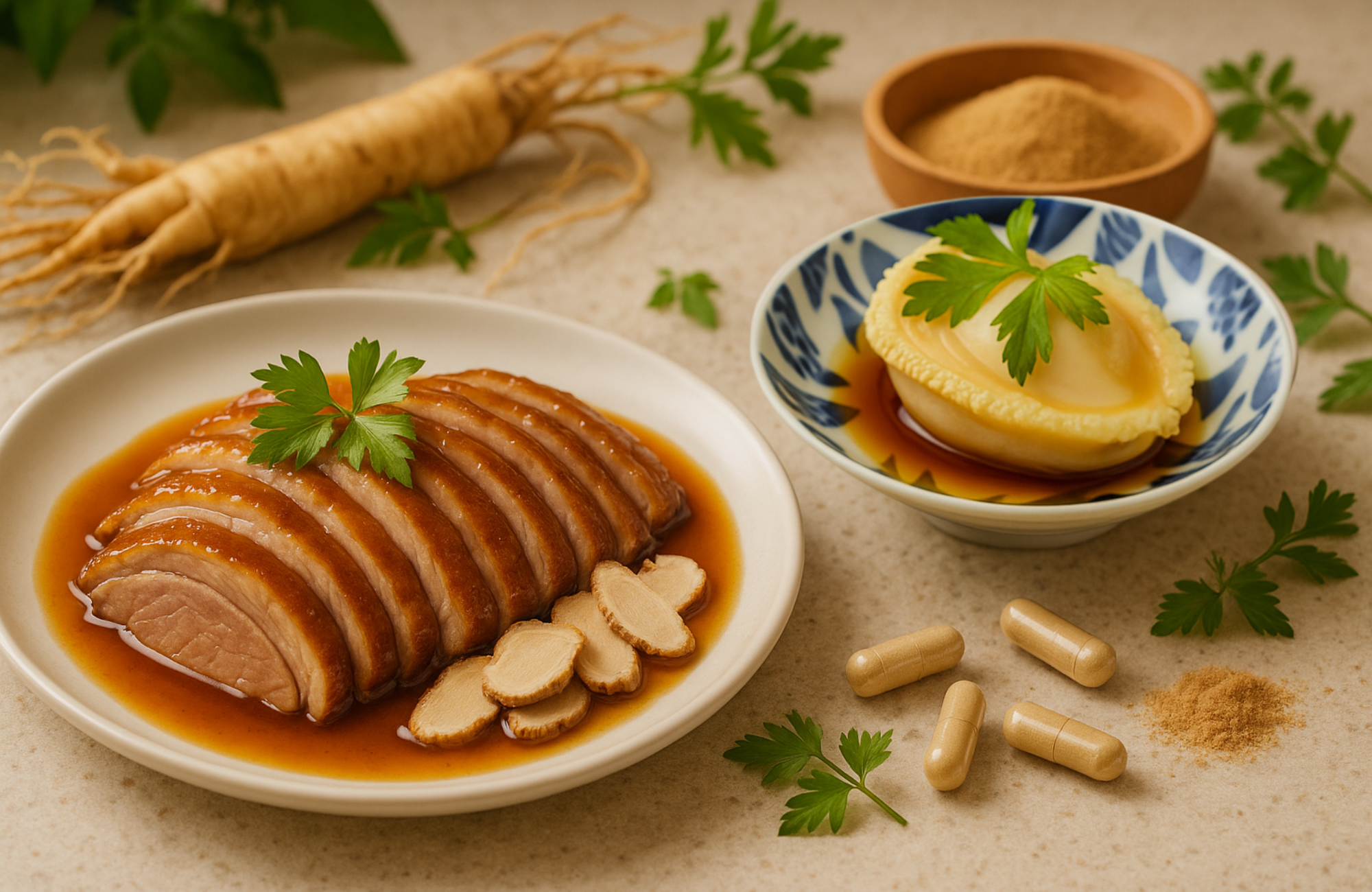 Abalone & Duck w Amercian Ginseng
