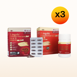 Lingzhi Cracked Spores Powder Capsules Plus Blister, 3Boxes + Lingzhi Cracked Spores Powder Capsules Plus, 3 Bottles
